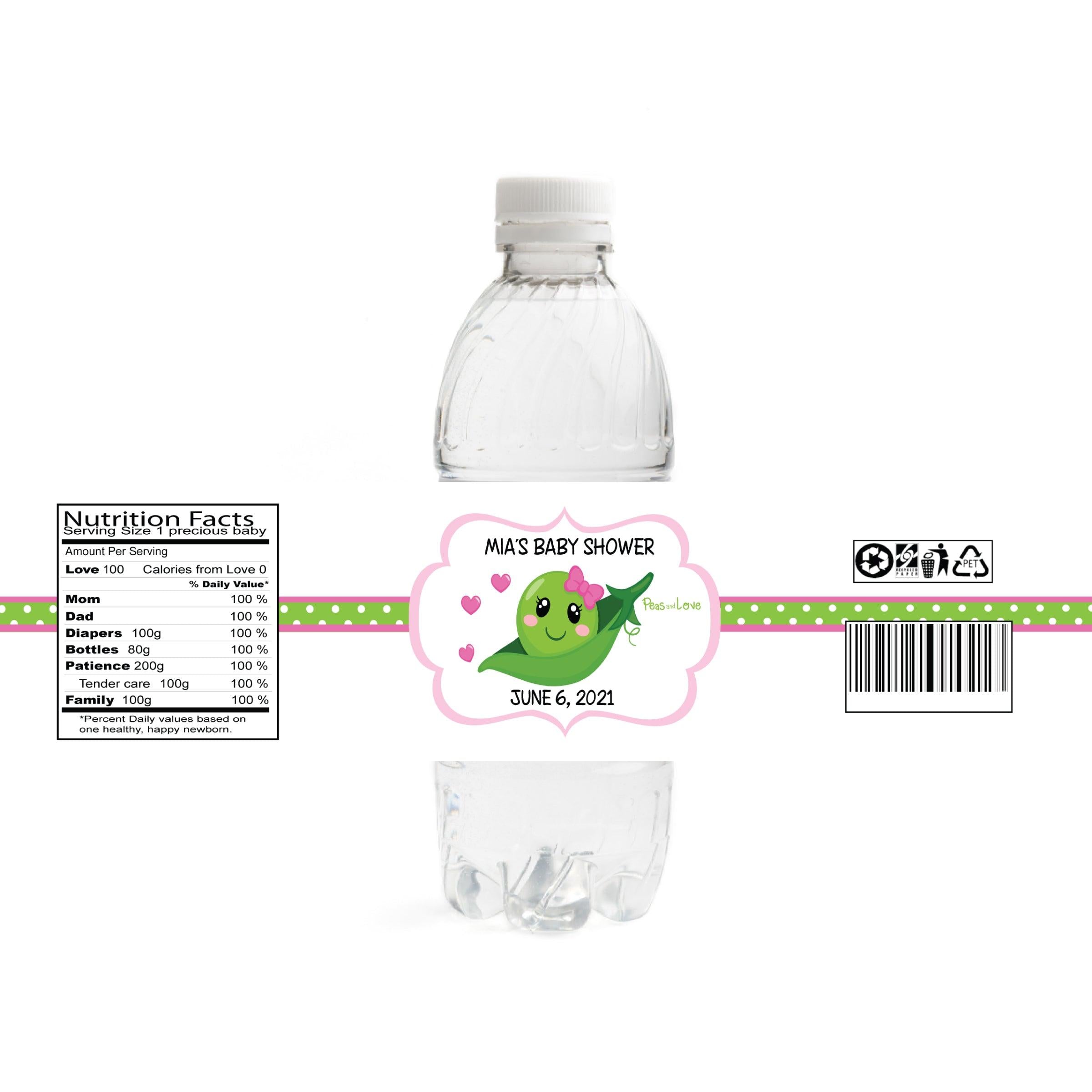 Peas And Love Baby Shower Water Bottle Labels