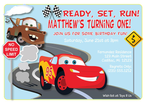 Fire Truck 1st Birthday Invitation