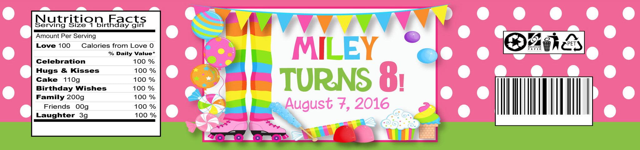 Roller Skate Water Bottle Labels (#B-WBL108) - StorkBabyGiftBaskets