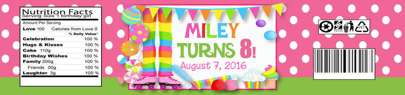 Roller Skate Water Bottle Labels (#B-WBL108) - StorkBabyGiftBaskets