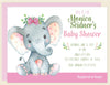 Safari Jungle Girl Elephant Invitation