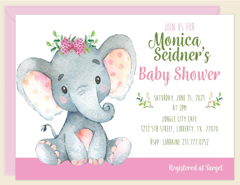 Safari Jungle Girl Elephant Invitation
