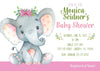Safari Jungle Girl Elephant Invitation - StorkBabyGiftBaskets.com