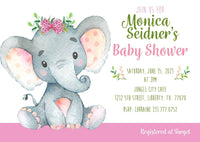 Safari Jungle Girl Elephant Invitation - StorkBabyGiftBaskets.com