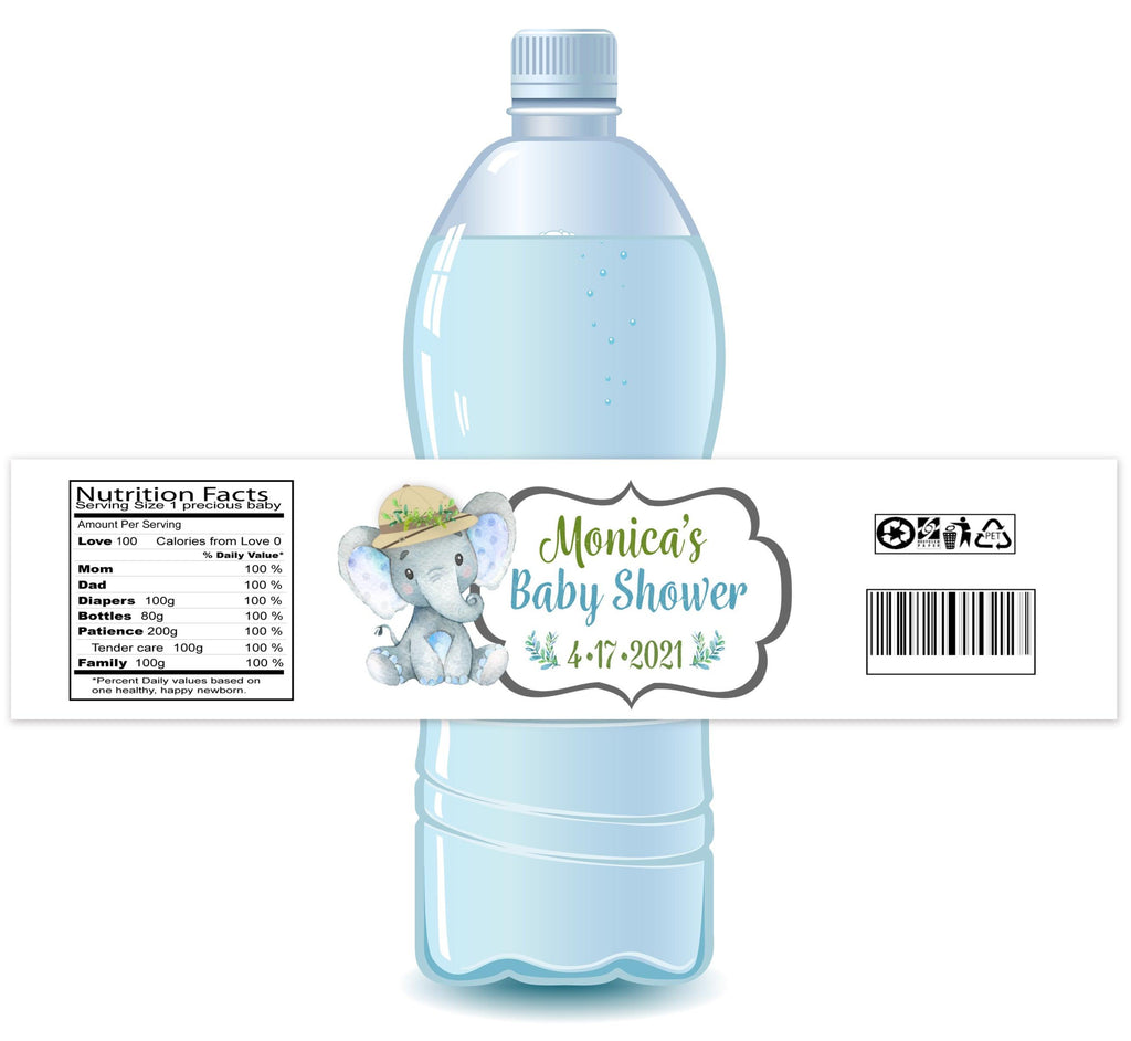 Safari Jungle Elephant Boy Bottle Label - StorkBabyGiftBaskets.com
