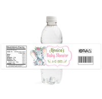 Safari Jungle Elephant Bottle Label - Girl
