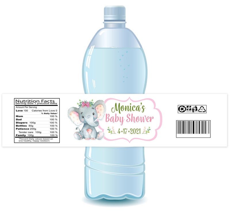 Safari Jungle Elephant Girl Bottle Label - StorkBabyGiftBaskets.com