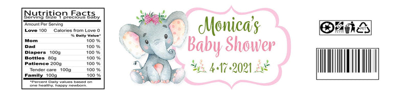 Safari Jungle Elephant Girl Bottle Label - StorkBabyGiftBaskets.com