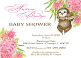 Sloth Floral Baby Shower Invitation - StorkBabyGiftBaskets.com