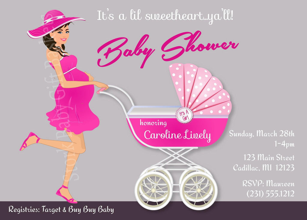 Southern Belle Girl Baby Shower Invitation (#SBGB115) - StorkBabyGiftBaskets - 2