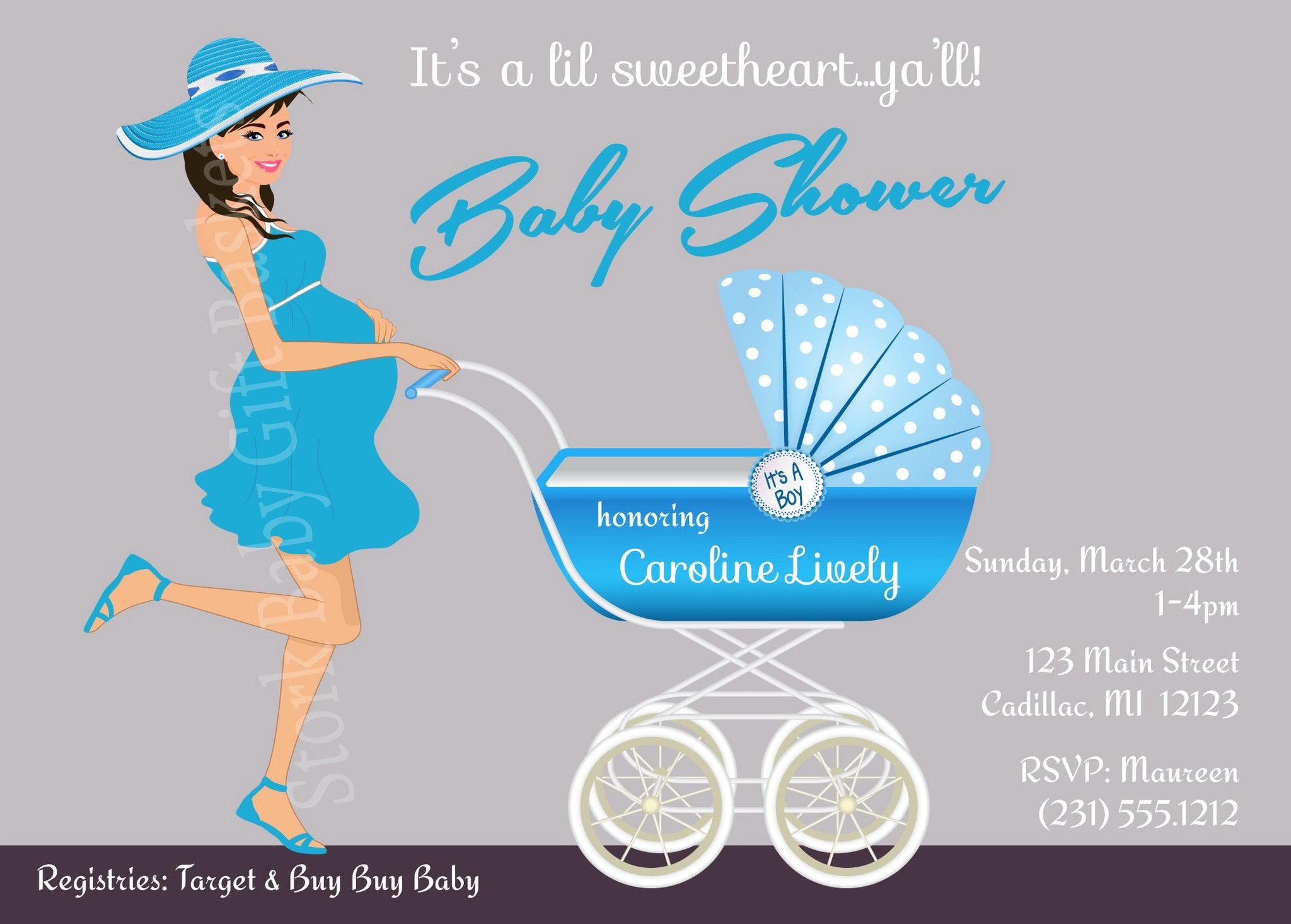 Southern Belle Boy Baby Shower Invitation 