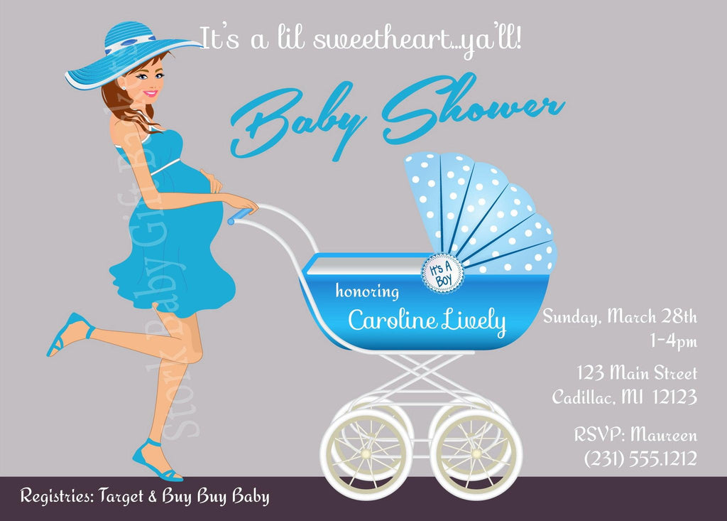 Southern Belle Boy Baby Shower Invitation (#SBGB116) - StorkBabyGiftBaskets - 3