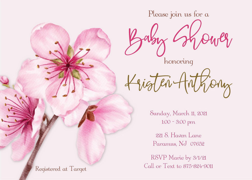 Spring Blossoms Baby Shower Invitation - StorkBabyGiftBaskets.com