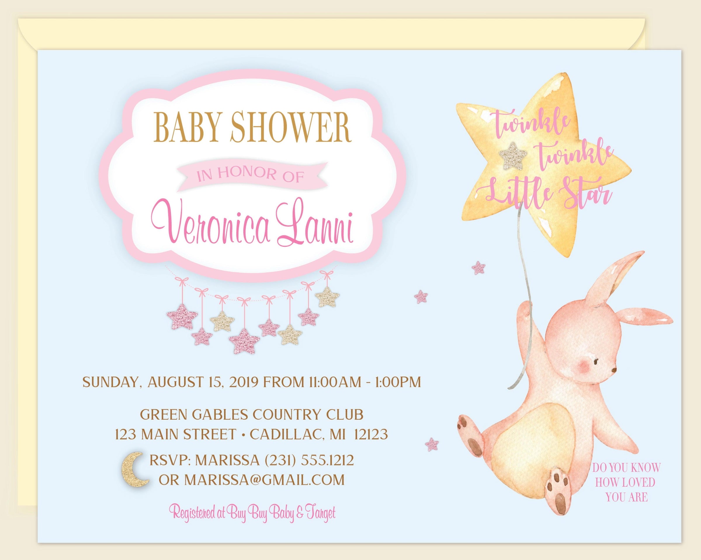 Twinkle Little Star Baby Shower Invitation
