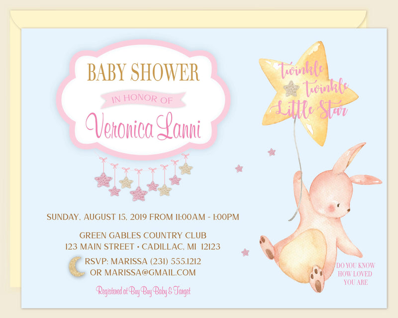 Twinkle Little Star Baby Shower Invitation