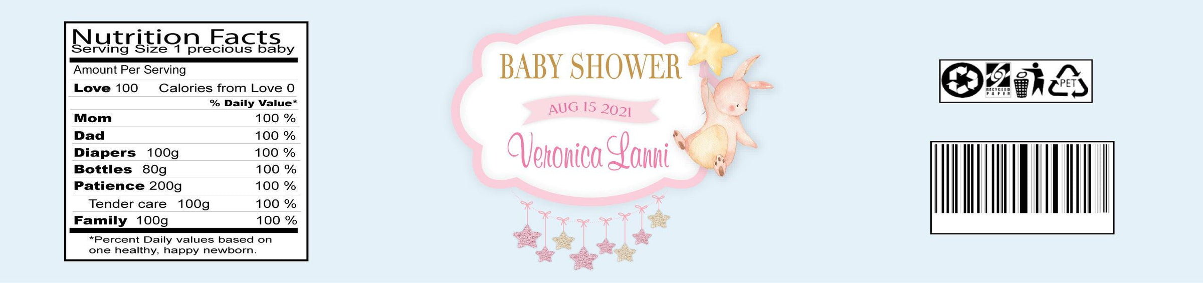 Twinkle Little Star Baby Shower Water Bottle Labels - StorkBabyGiftBaskets.com