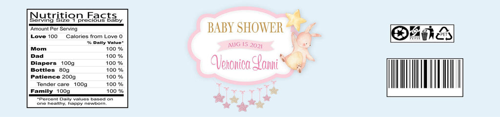 Twinkle Little Star Baby Shower Water Bottle Labels - StorkBabyGiftBaskets.com