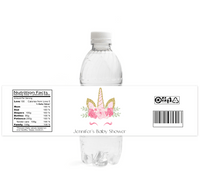 Unicorn Baby Shower Water Bottle Labels