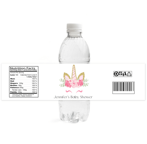 Boho Nursery Baby Shower Water Bottle Labels