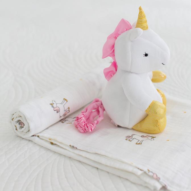 Add Blanket Swaddle  Unicorn - StorkBabyGiftBaskets.com