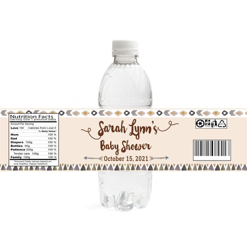 Boho Nursery Baby Shower Water Bottle Labels
