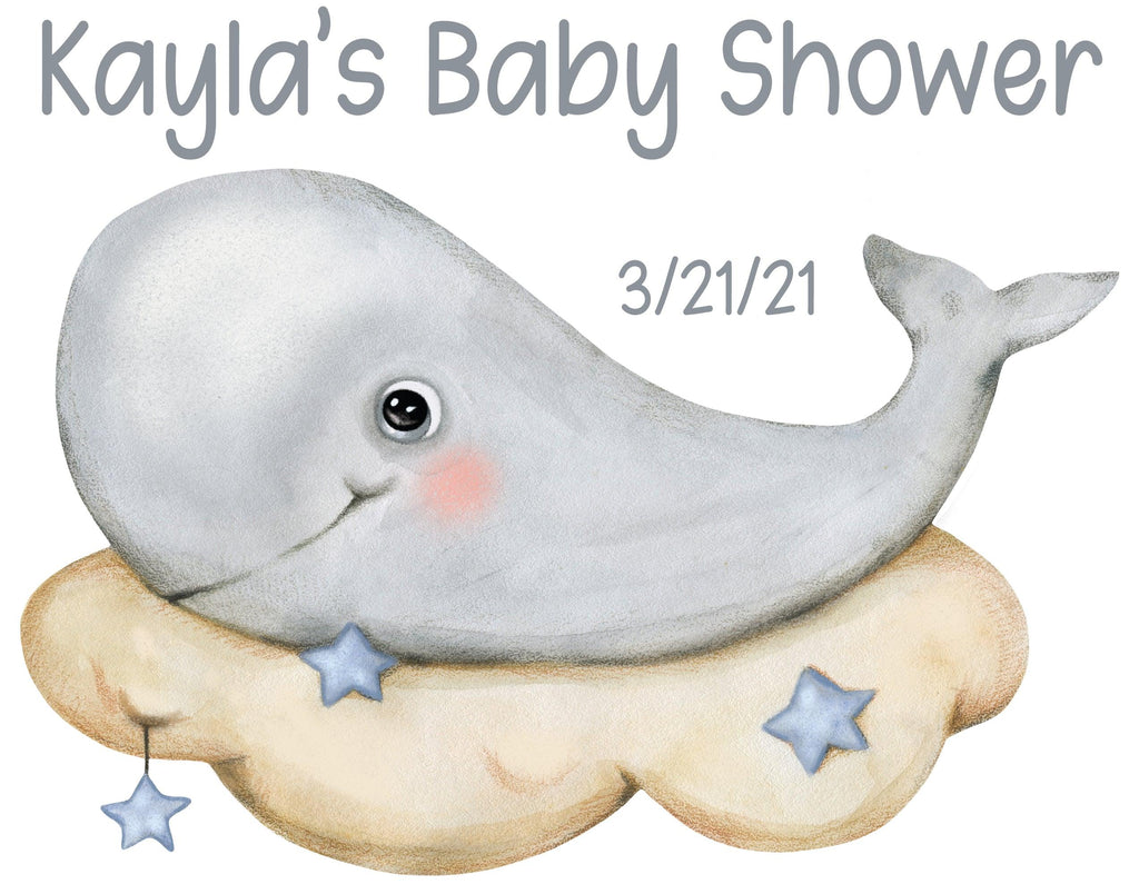 Whale Baby Shower Water Bottle Labels - StorkBabyGiftBaskets.com