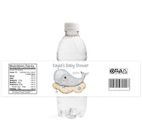 Whale Baby Shower Water Bottle Labels