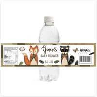 Woodland Animals Baby Shower Water Bottle Labels