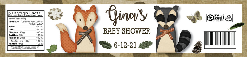 Woodland Animals Baby Shower Water Bottle Labels - StorkBabyGiftBaskets.com