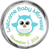 Baby Boy Owl Stickers - KISSES Candy Baby Shower (#HKS12) 