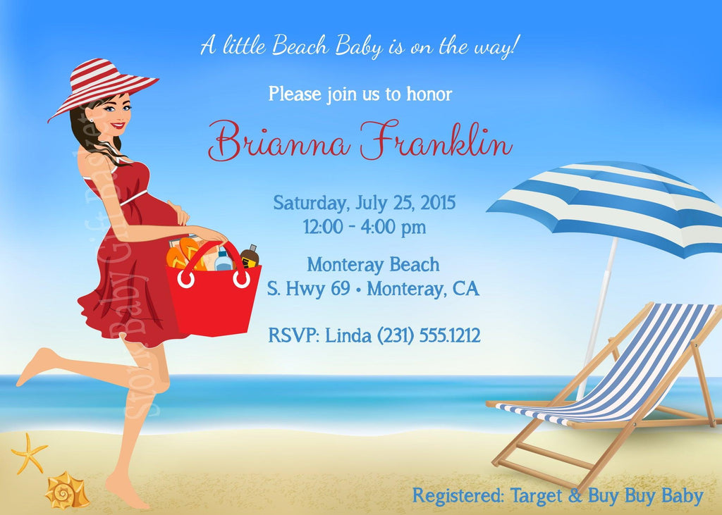 Beach Mama Baby Invitations