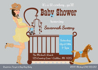 Cowboy Baby Invitations - Black Hair