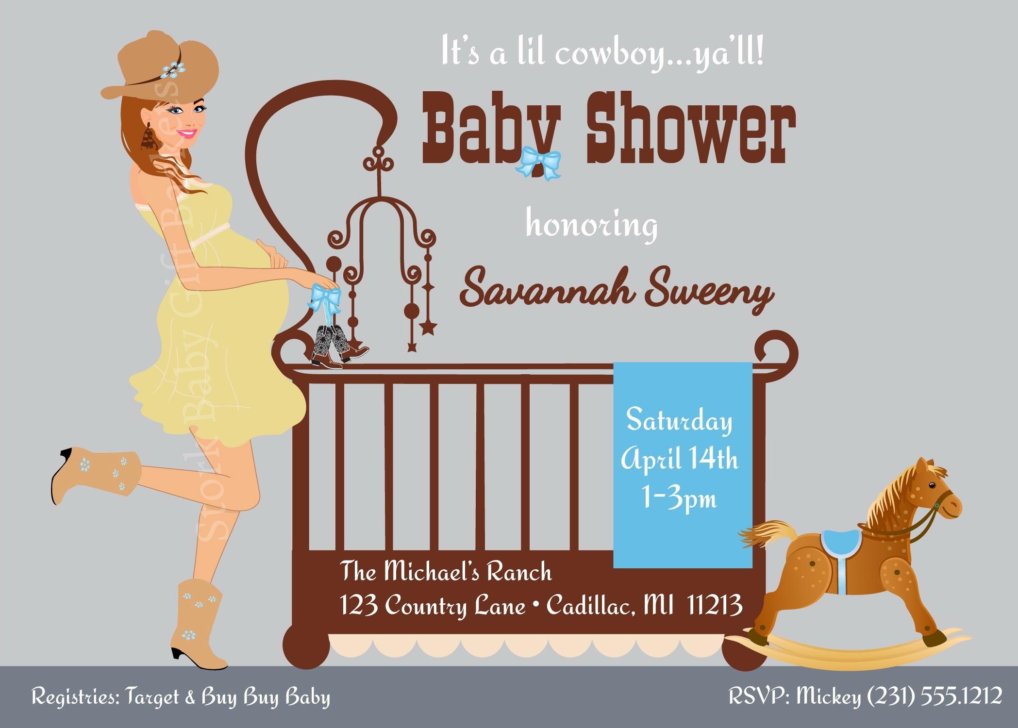 Cowboy Baby Invitations - Red Hair