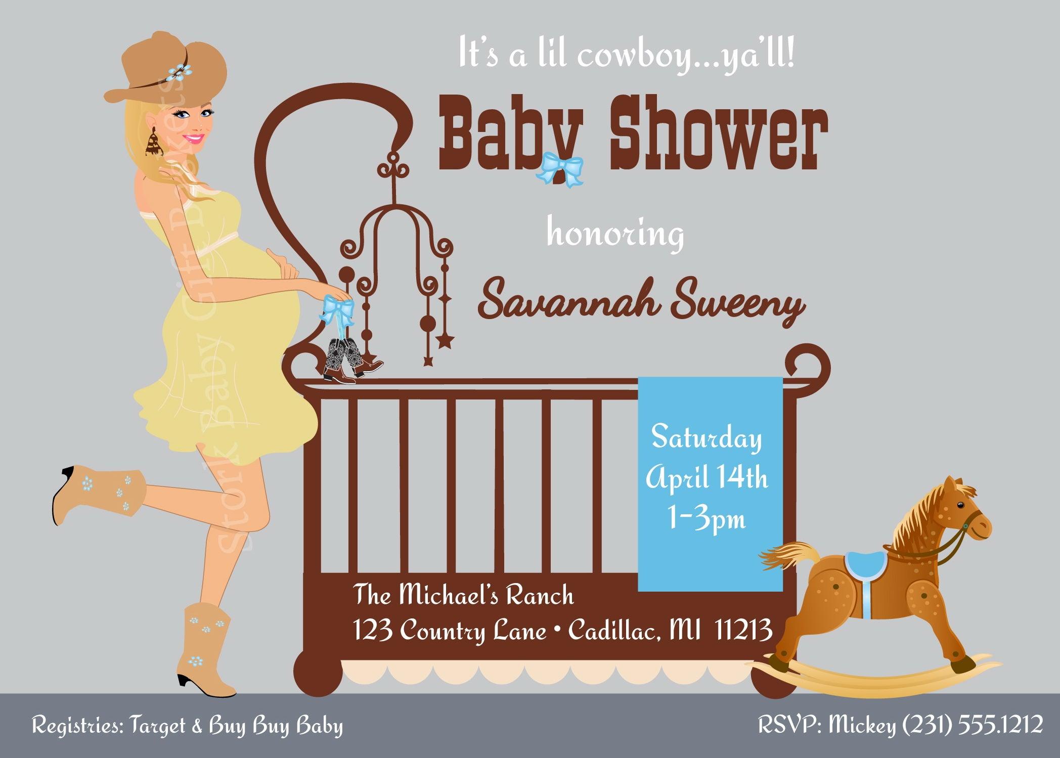 Cowgirl Mama Baby Shower Invitations