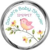 Pink Birdie - Kisses Candy Baby Shower Sticker 
