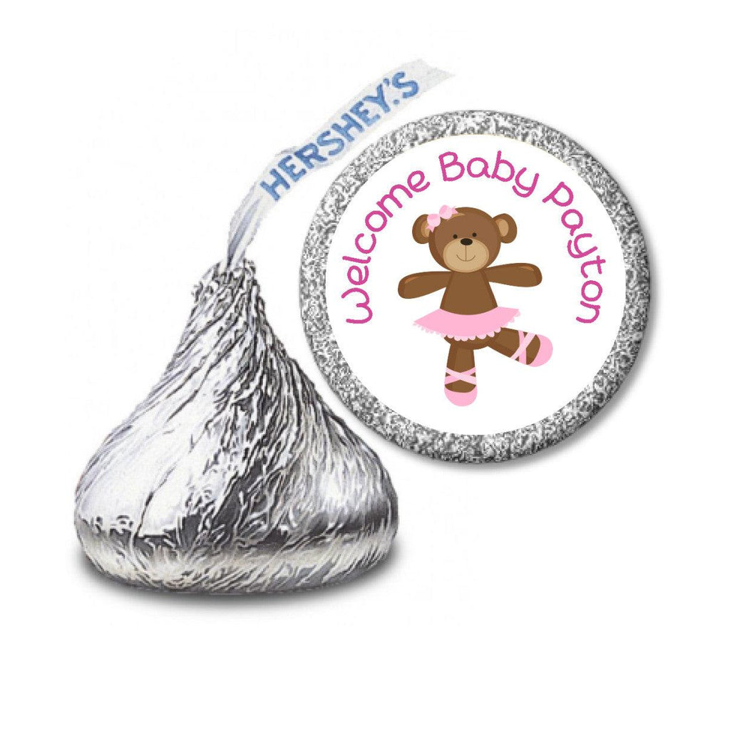 Ballerina Bear Stickers - Personalized KISSES Candy (#HKS40) - StorkBabyGiftBaskets - 2