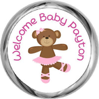 Ballerina Bear Stickers - Personalized KISSES Candy (#HKS40) - StorkBabyGiftBaskets - 1