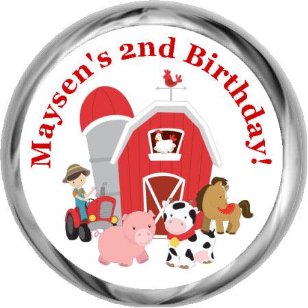 Barnyard Animals - HERSHEY KISSES Birthday Stickers - Stork Baby Gift Baskets