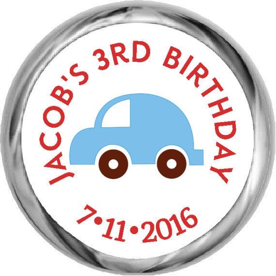 Blue Car - Personalized Hershey Candy Stickers (#HKS306) - StorkBabyGiftBaskets