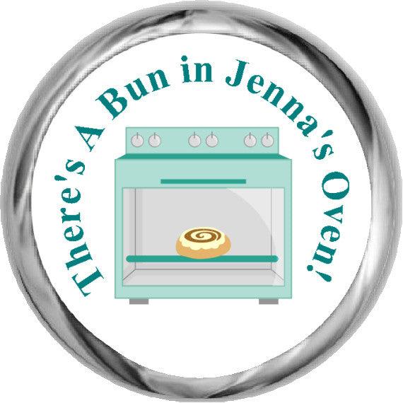 Bun In The Oven Stickers - Baby Boy Shower Kisses  (#HKS04) - StorkBabyGiftBaskets - 1