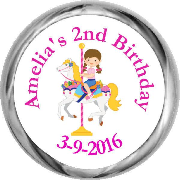 Carousel Girl  - HERSHEY KISSES Birthday Stickers (#HKS318) - StorkBabyGiftBaskets