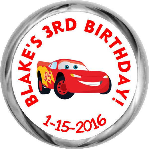 Red Car Sticker - KISSES Candy Birthday