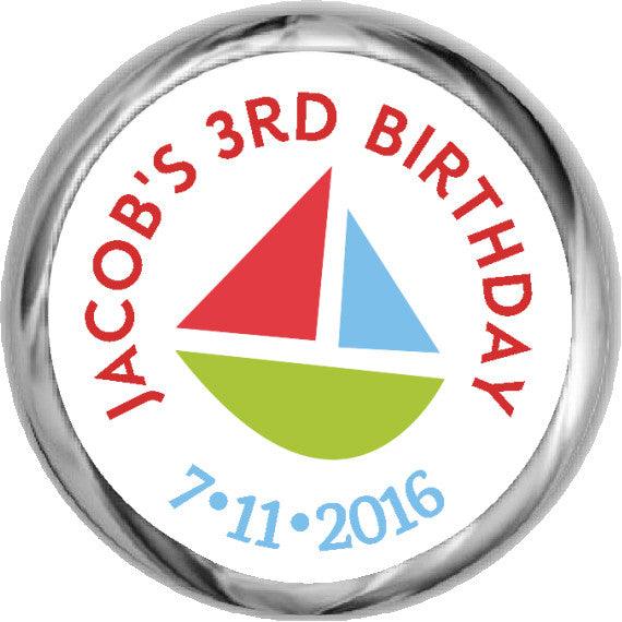 Colorful Sailboat  - Children's Birthday KISSES Stickers (#HKS307) - StorkBabyGiftBaskets