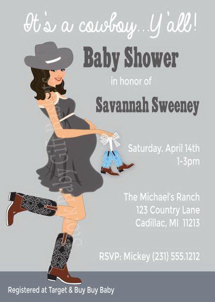 Country Western Baby Invitations - Boy