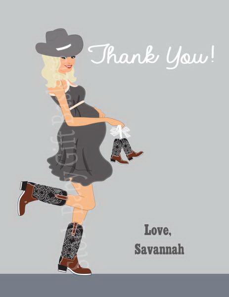 Country Western Baby Shower Thank You Card
