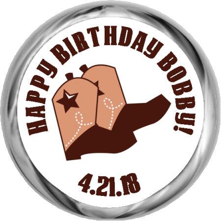 Cowboy Boots (Brown) -  Hershey Kisses Stickers - StorkBabyGiftBaskets.com