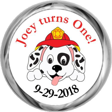 Firefighter Pup - Personalized Hershey Kisses Sticker