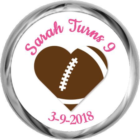 Football Heart - Girl's Custom Candy Sticker