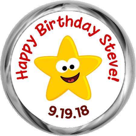 Funny Face Star for Boy - Birthday Sticker Favors