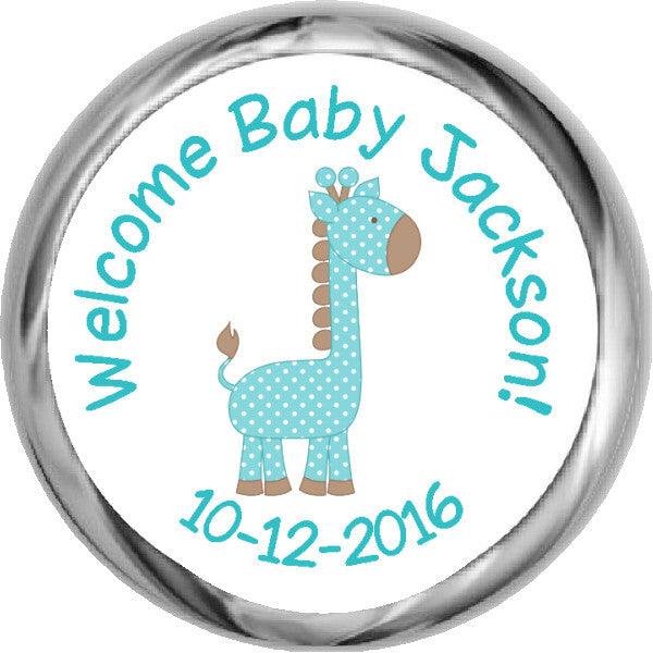 Giraffe Boy Hershey Kisses Shower Sticker (#HKS42) - StorkBabyGiftBaskets